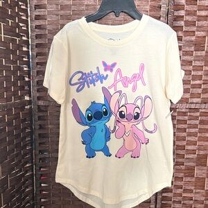 Disney Stitch & Angel Women’s T-Shirt - Cream, Blue, Pink